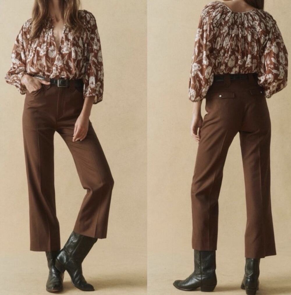 The Great Brown Wool Blend Western Trouser Pants 28 $375